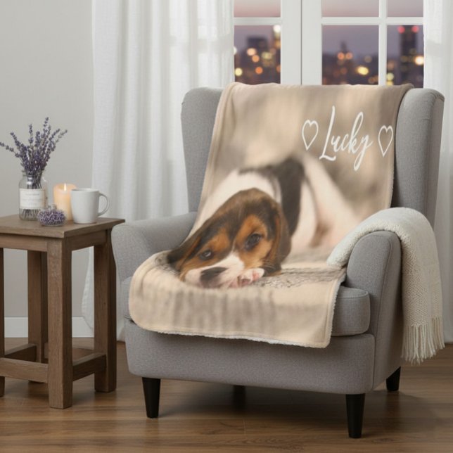 Custom Pet Photo & Name Sherpa Blanket (Creator Uploaded)