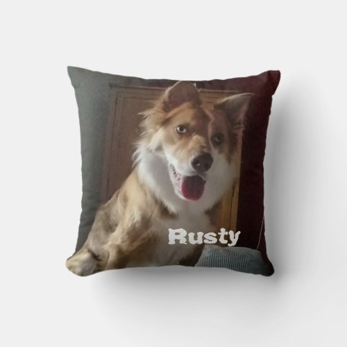 Custom Pet Photo Name Throw Pillow