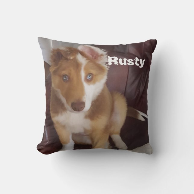 Custom Pet Photo/ Name Throw Pillow (Front)