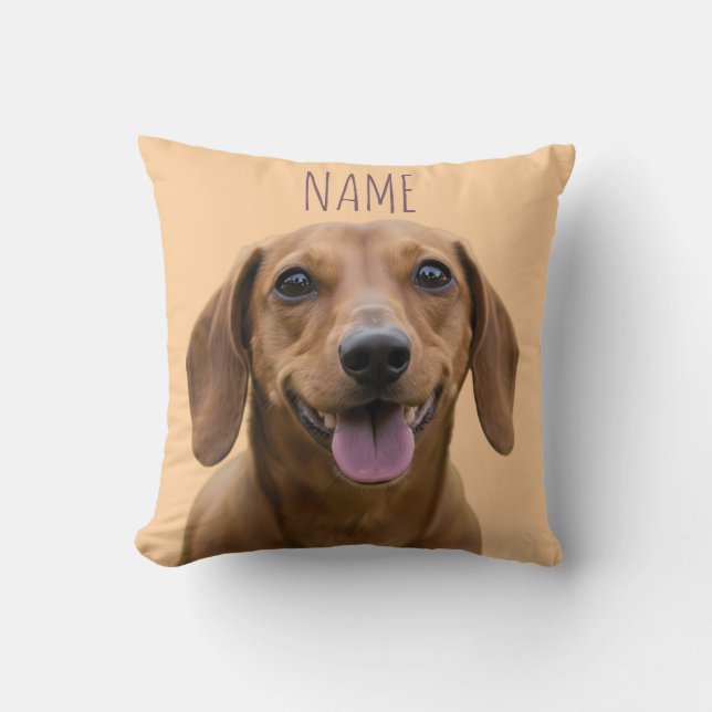 Custom Pet Photo & Name  Throw Pillow (Front)