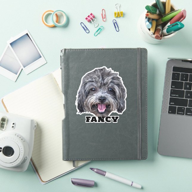 Custom Pet Photo & Name Waterproof Vinyl Dog Sticker (Upload Your Dog Photo Vinyl Sticker)