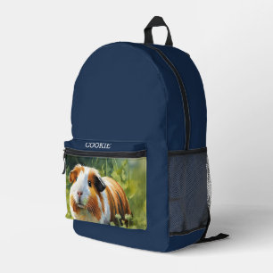 Custom Pet Photo Navy Blue Printed Backpack