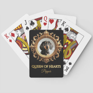 Custom Pet Photo Ornate Retro Queen of Hearts Poker Cards
