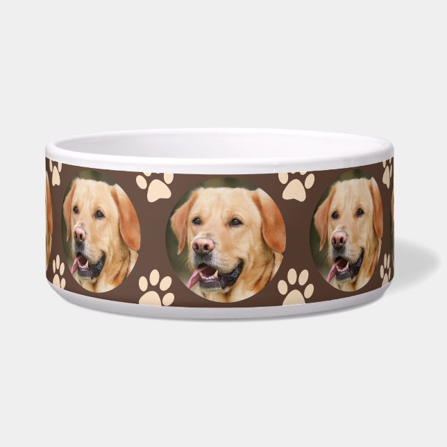 Custom Pet Photo Pattern Dog Bowl (Front)