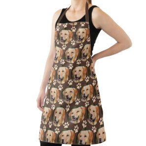 Custom Pet Photo Pattern Dog Brown Apron