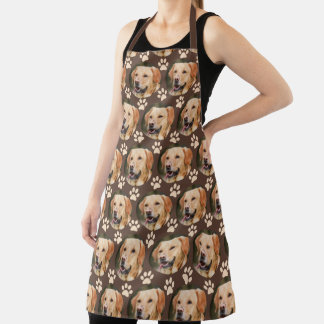 Custom Pet Photo Pattern Dog Brown Apron