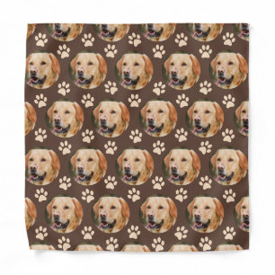 Custom Pet Photo Pattern Dog Brown Bandana