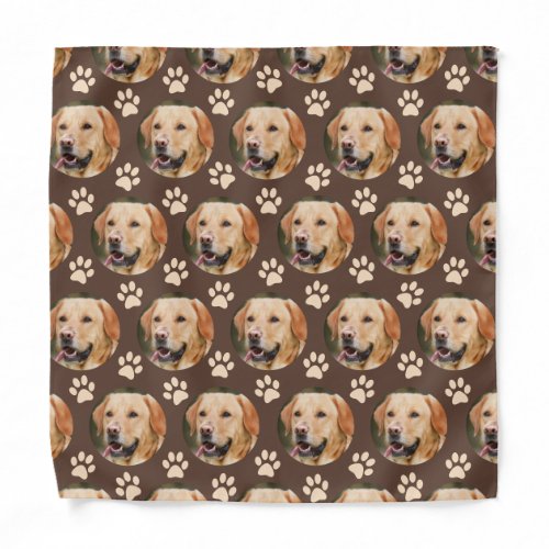Custom Pet Photo Pattern Dog Brown Bandana