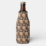 Custom Pet Photo Pattern Dog Brown Bottle Cooler at Zazzle