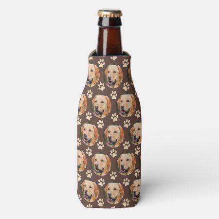 Custom Pet Photo Pattern Dog Brown Bottle Cooler