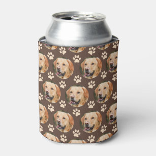 Custom Pet Photo Pattern Dog Brown Can Cooler