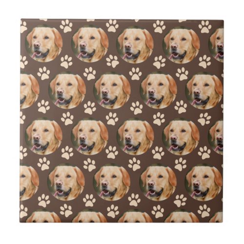 Custom Pet Photo Pattern Dog Brown Ceramic Tile