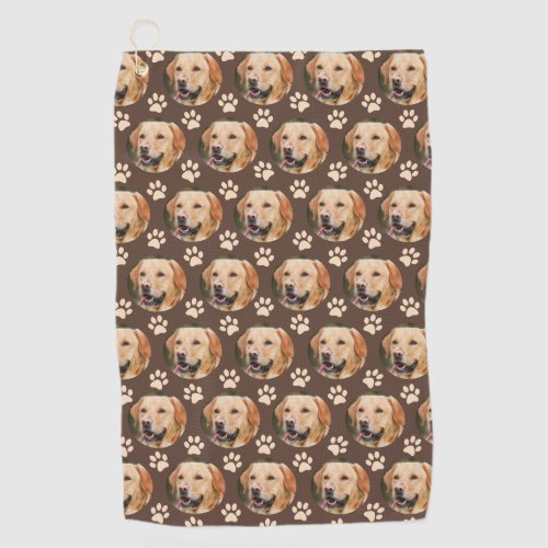 Custom Pet Photo Pattern Dog Brown Golf Towel