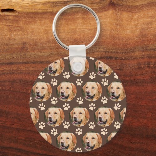 Custom Pet Photo Pattern Dog Brown Keychain