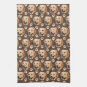 Custom Pet Photo Pattern Dog Brown Kitchen Towel (Vertical)