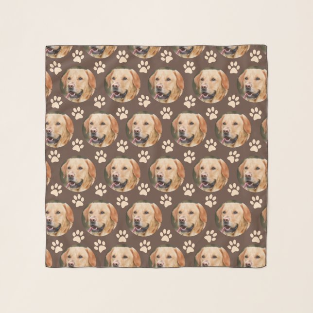 Custom Pet Photo Pattern Dog Brown Scarf (Front)