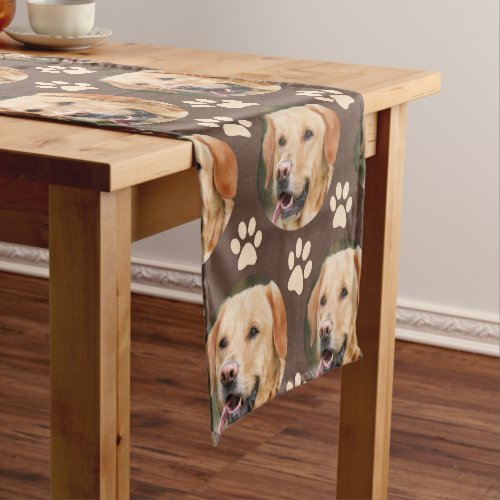 Custom Pet Photo Pattern Dog Brown Short Table Runner