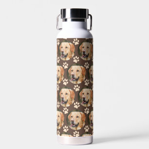 Custom Pet Photo Pattern Dog Brown Water Bottle