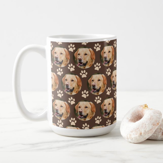 Custom Pet Photo Pattern Dog Coffee Mug (With Donut)