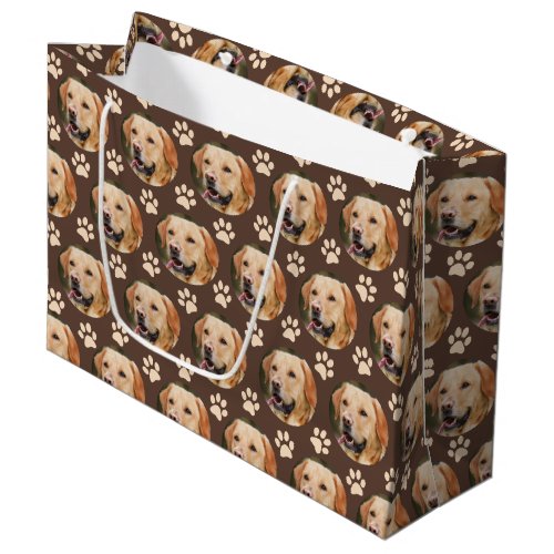Custom Pet Photo Pattern Dog Large Gift Bag