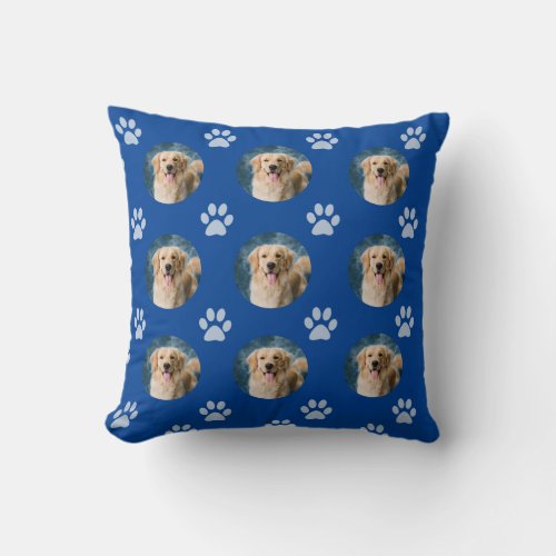 Custom Pet Photo Pattern Dog Royal Throw Pillow