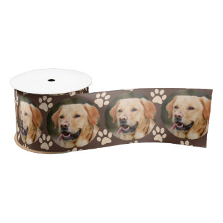 Custom Pet Photo Pattern Dog Satin Ribbon