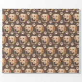 Custom Pet Photo Pattern Dog Wrapping Paper (Flat)