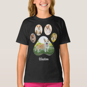Custom Pet Photo Paw Print Collage T-Shirt