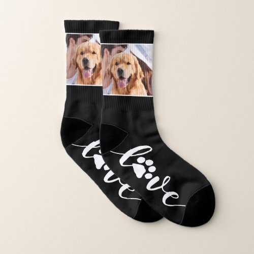 Custom Pet Photo Paw Print Love Dog Socks