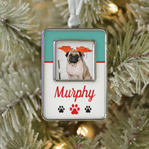 Custom Pet Photo Paw Print Ornament