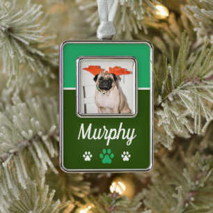 Custom Pet Photo Paw Print Ornament