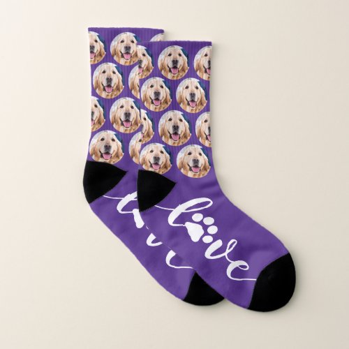 Custom Pet Photo Paw Print Personalized Dog Socks