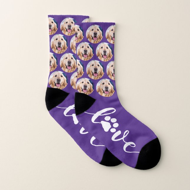 Custom Pet Photo Paw Print Personalized Dog Socks (Pair)