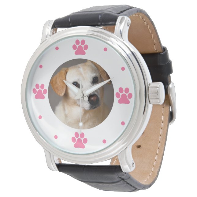 Custom Pet Photo Paws Personalized Watch (Angled)