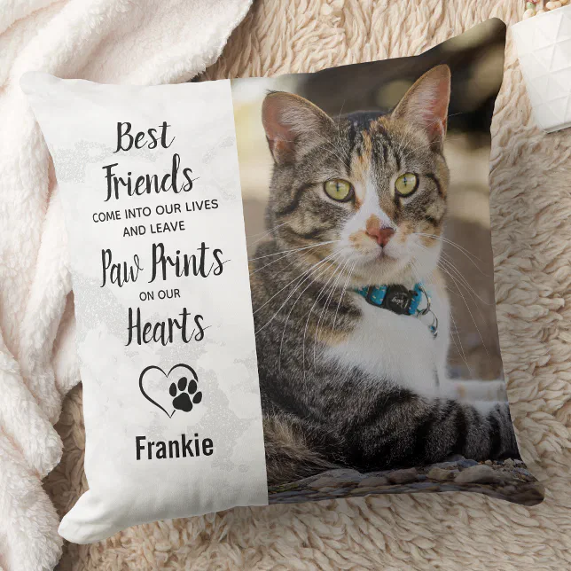 Custom Pet Photo Personalized Dog Cat Memorial Throw Pillow | Zazzle