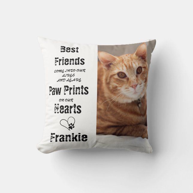 Custom Pet Photo Personalized Dog Cat Memorial Throw Pillow (Front)