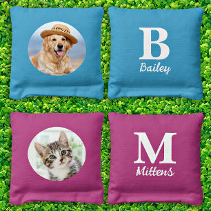 Custom Pet Photo Personalized Dog Cat Monogram Cornhole Bags