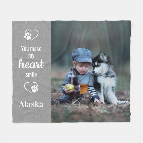 Custom Pet Photo Personalized Dog Lover Fleece Blanket