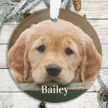 Custom Pet Photo Personalized Dog Lover Keepsake Ornament<br><div class="desc">Celebrate your best friend with a personalized photo memorial or keepsake . Customize with your own photo, and name. Customize with favorite dog or cat's photos, and name . Ornament is double sided, same photo each side. Personalize name on the front, and year on the back. COPYRIGHT © 2020 Judy...</div>