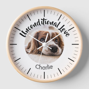 Custom pet photo personalized dog name dog photo clock