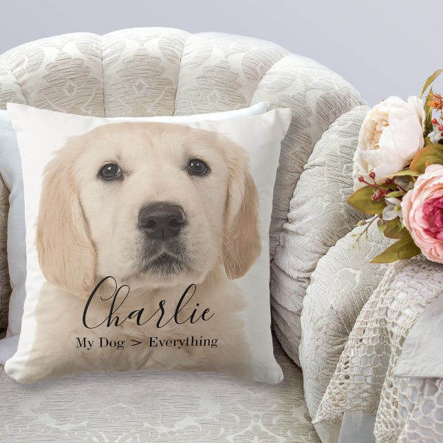 Custom Pet Photo Personalized Dog or Cat Throw  Pillow (Creator Uploaded)