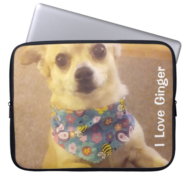 Custom Pet Photo  Personalized Message or Name Laptop Sleeve (Front)