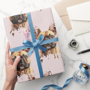 Custom Pet Photo Personalized Pink Wrapping Paper