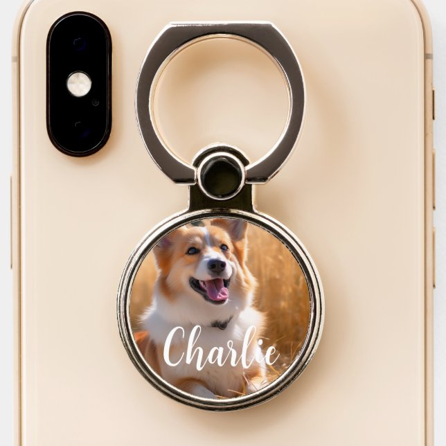 Custom Pet Photo Phone Ring Stand (Close Up)