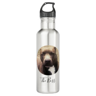 Custom Pet Photo Pit Bull Dog Stainless Steel Water Bottle