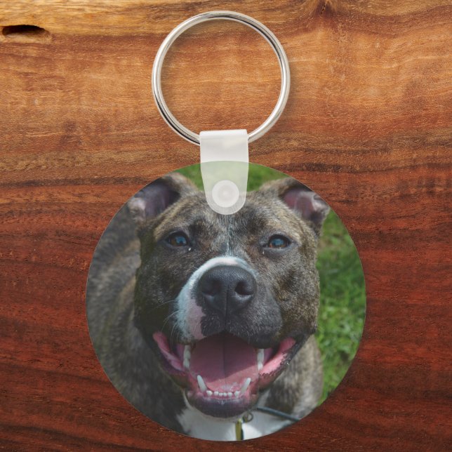 Custom Pet Photo Proud Dog Mom Keychain (Front)