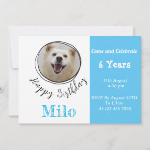 Custom Pet Photo Puppy Dog Birthday Invitation