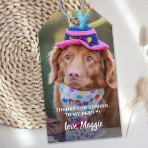Custom Pet Photo Puppy Dog Birthday Party Gift Tags