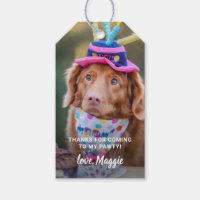 Custom Pet Photo Puppy Dog Birthday Party Gift Tags