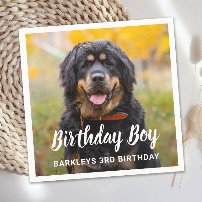 Custom Pet Photo Puppy Dog Birthday Party Napkins (Creator Uploaded)